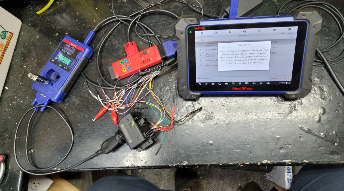 The key-programming bench at King's Bridge Service Station