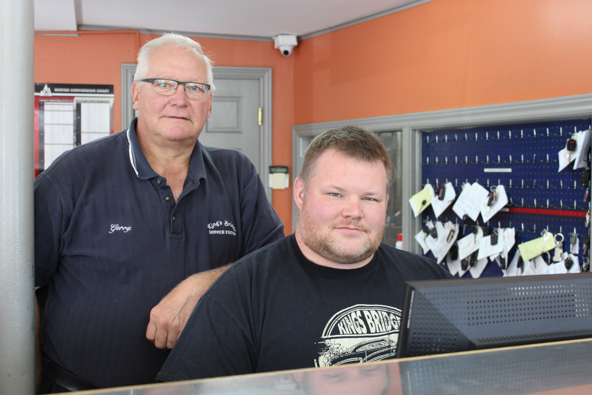 Gerry Young Sr. and Gerry Young Jr. at the King's Bridge service counter